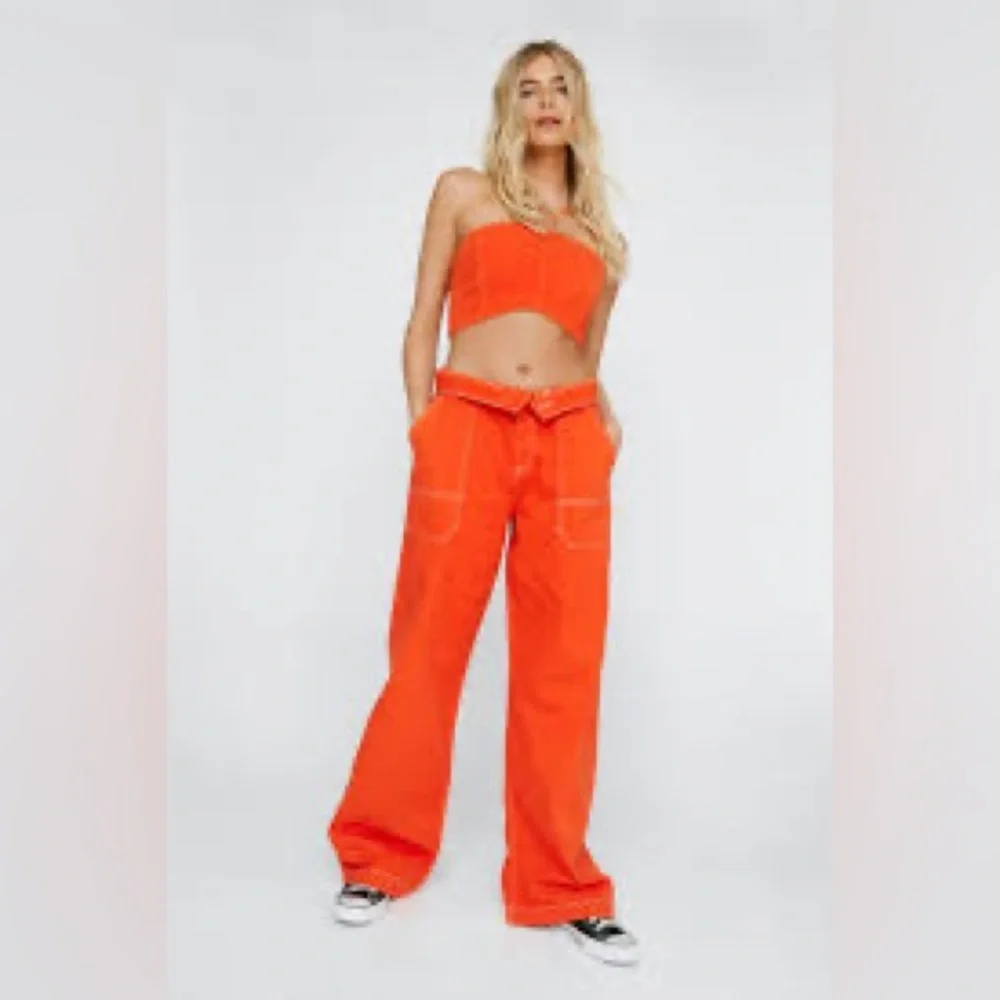NWT Nasty Gal Orange Denim Corset